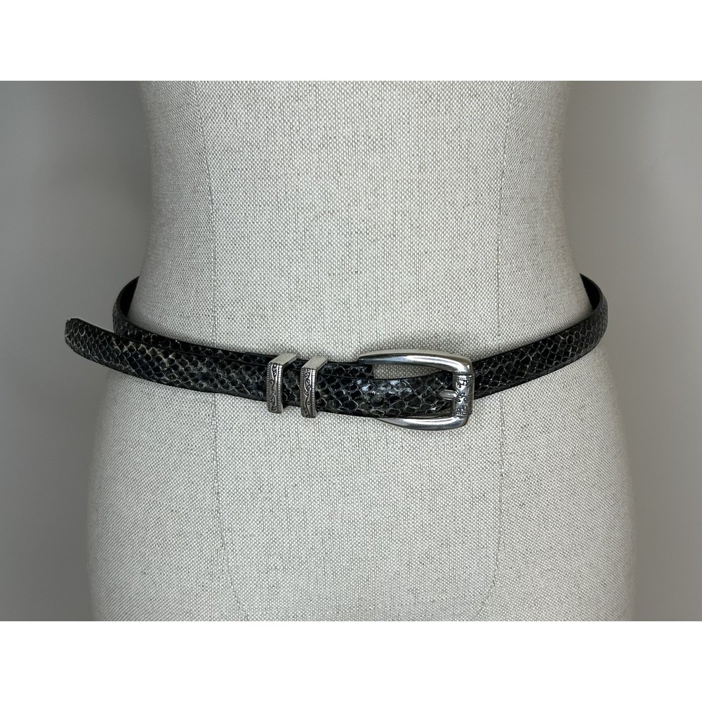 BRIGHTON Black Animal Print Embossed Leather Belts C3603 Womens ML 32